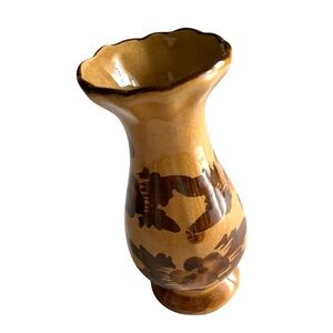 EUC! Vintage 5” Floral Vase Brown Tan